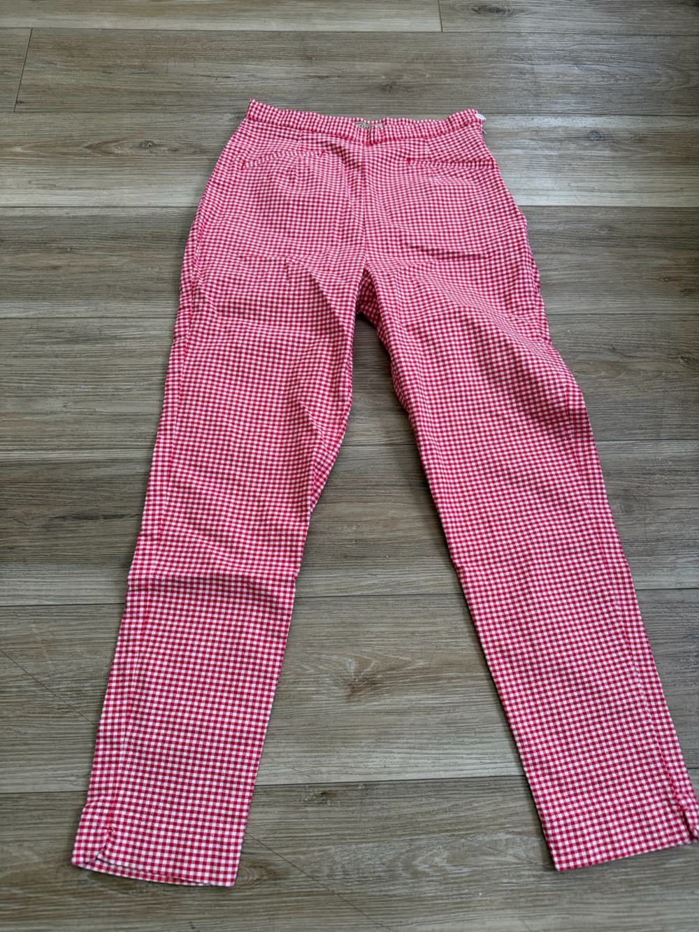 Red Gingham Slim Pants